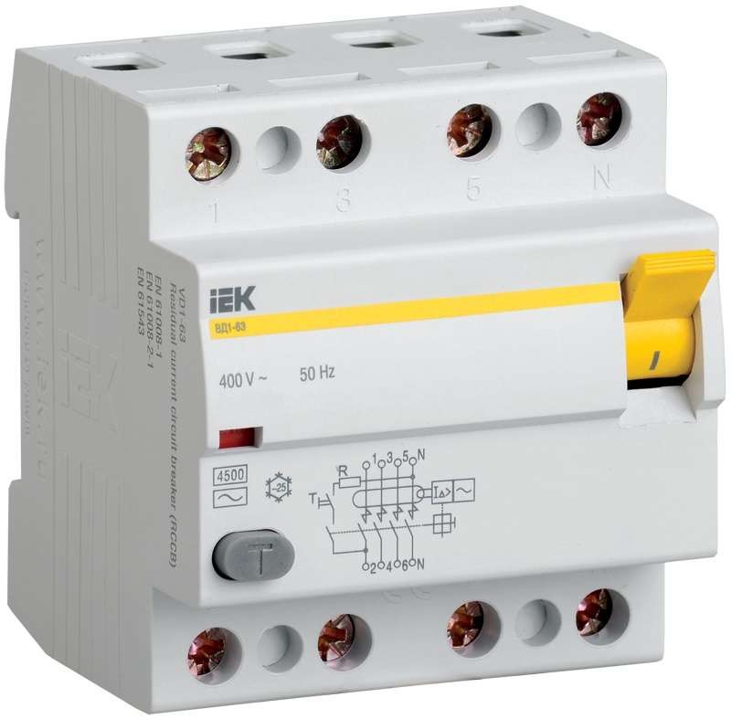Выключатель дифференциального тока без защиты от сверхтоков ВД1-63-4216-АС-УХЛ4 4P 16A 30mA